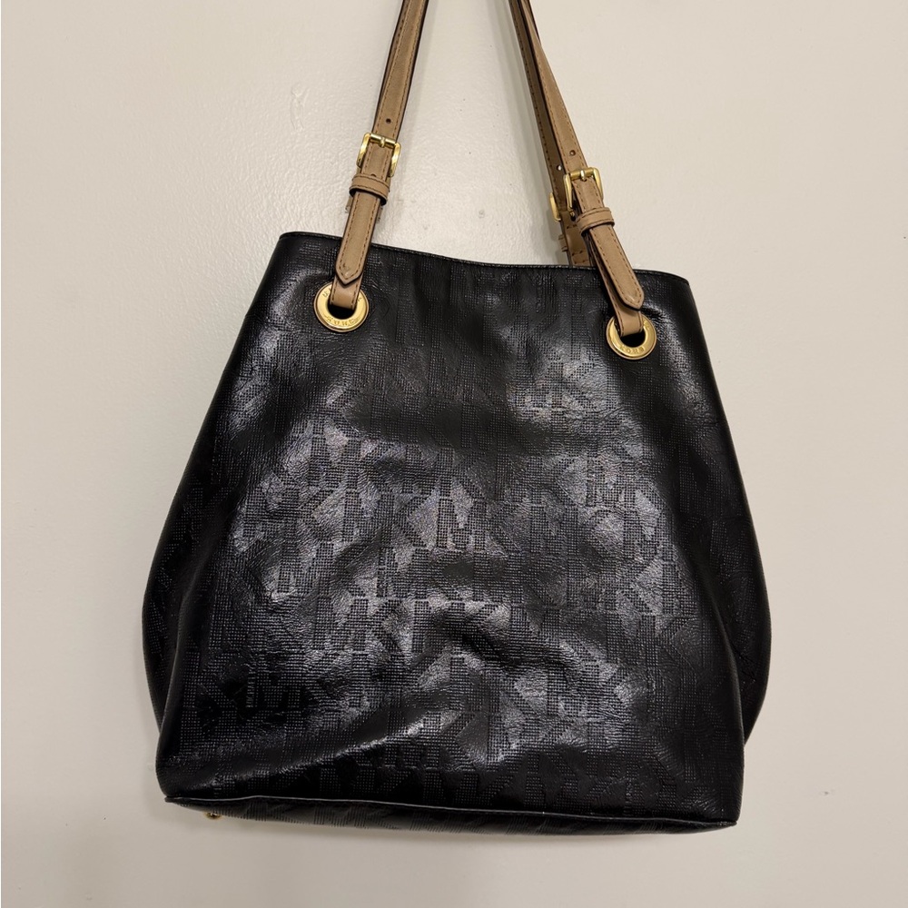 Michael Kors Black Shoulder Bag with Gold Accents